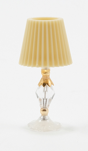 Dollhouse Miniature Crystal Table Lamp W/Gold Trim